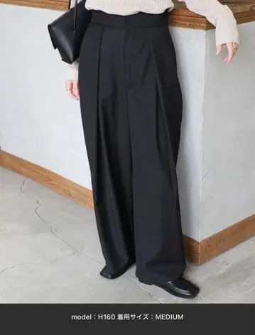 셀렉트 모카 딥 턱 와이드 팬츠 블랙 M
