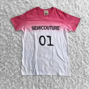 SEMICOUTURE 그라데이션 바이컬러 티셔츠 S 핑크 화이트