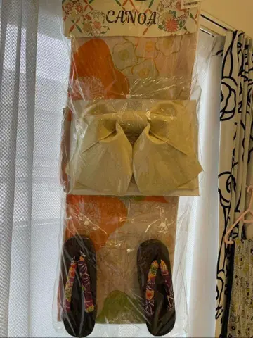 새상품 유카타 세트 오비 일본 나막신