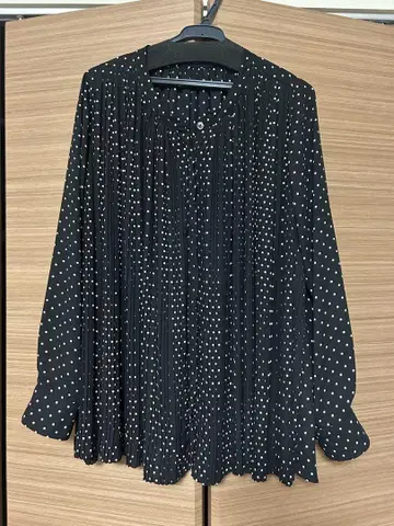 도트 플리츠 블라우스