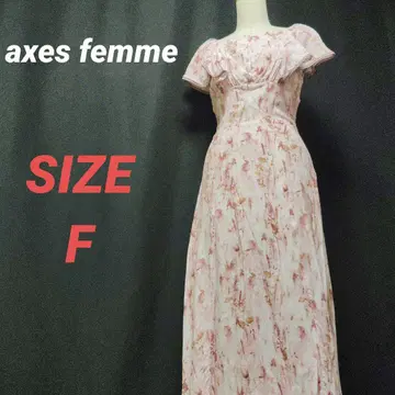 axes femme 엑시즈팜 꽃무늬 롱 원피스 프릴 핑크
