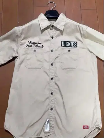 새상품급 DICKIES 베이지 워크 셔츠 자수 로고