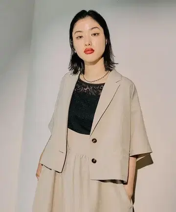 LEPSIM 린넨 라이크 드라이 시리즈 숏 자켓 베이지