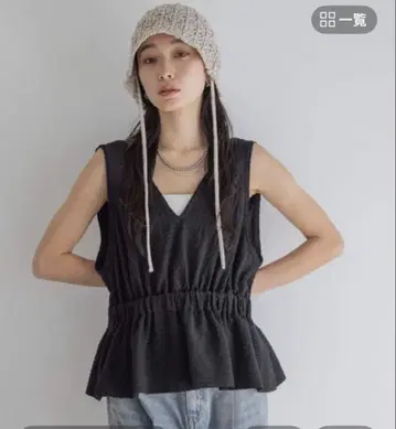 체크 자카드 페플럼 베스트