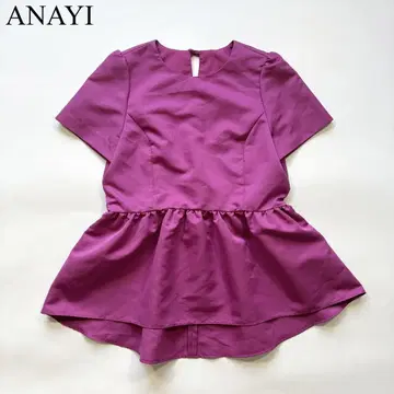 ANAYI 페플럼 블라우스 핑크 개더 플레어 모드 캐주얼