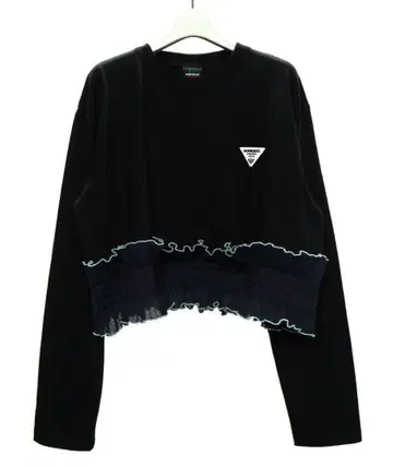 NONTOKYO pleats frill 롱 티셔츠 롱 T 블랙