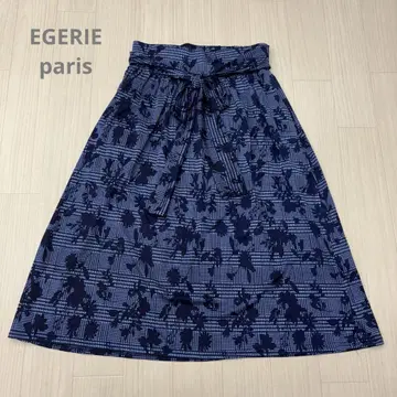 EGERIE paris 꽃무늬 부드러운 스커트 블루 네이비
