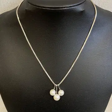 [ H ] SILVER 925 3 펄 실버 목걸이 약 40cm