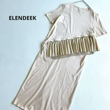 엘렌딕 사선 절개 티셔츠 원피스 롱 허리 플리츠 2