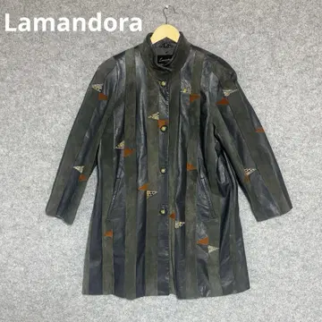 Lamandora 램 가죽/피그스킨 스탠드 카라 코트 그레이