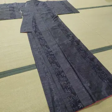 별주 오시마 명주 순수 실크 이중 기모노