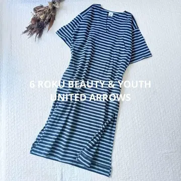 6 BEAUTY&YOUTH 로쿠 원피스 롱 티셔츠 보더