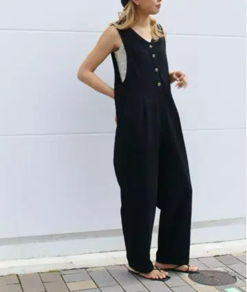 RED CHOP WORKS 린넨 살로펫 올인원 M 블랙