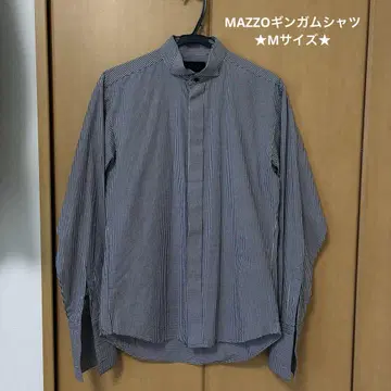 MAZZO 깅엄 체크 무늬 드레스 셔츠 윙카라 셔츠