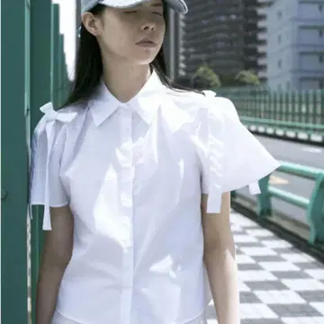 [ ZARA ] 자라 리본 포플린 셔츠 어깨 리본 화이트 XS