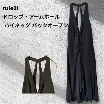 드롭 암홀 rule21 하이넥 백 오픈 원피스