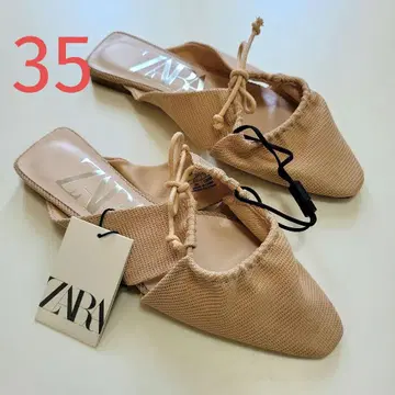 ZARA 자라 플랫 뮬 샌들 리본 플랫 샌들 35