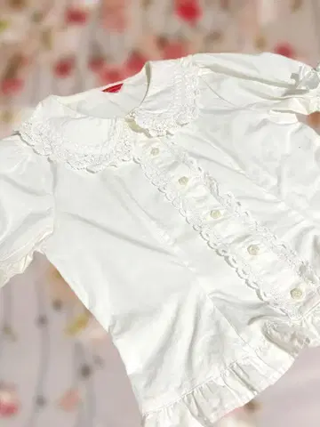 BABY 면 소재 5부 소매 복고풍 블라우스