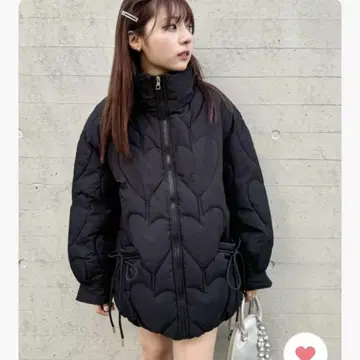하트 퀼팅 리본 오버 자켓