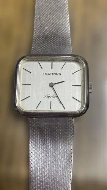 앤티크! TECHNOS 수동 와인딩 시계 스퀘어 케이스 실버 used