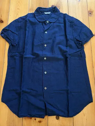 The Smock Shop 린넨 네이비 반팔 셔츠