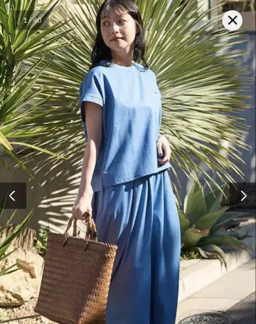 프렌치 슬리브 팬츠 셋업 데님 라이크