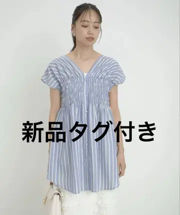 택 포함 새상품 스트라이프 셔링 튜닉 반팔