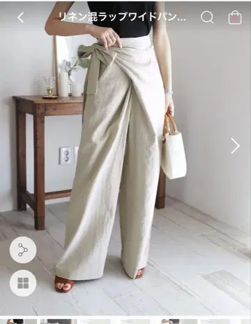 린넨 랩 와이드 팬츠