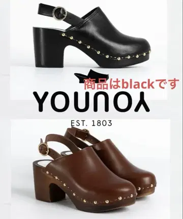 YOUYOU 스터드 블랙 사보 샌들