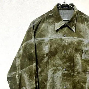 디자인 셔츠 올 패턴 빈티지 레트로 어스 컬러 카키 그레이 아트