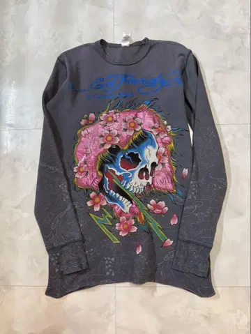 Ed Hardy 긴팔 써멀 M 사이즈 해골 x 벚꽃 x 용 일본풍 패턴