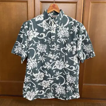 새상품급 Hawaiian Image 모스 그린 반팔 알로하 셔츠 L