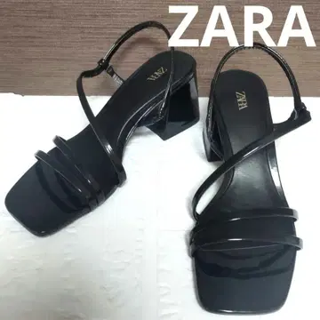 스트랩 페이크 페이턴트 피니시 샌들 37 24cm
