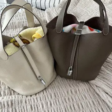 소가죽 천연 가죽 큐브 백 가죽 버킷형 핸드백 2색 세트