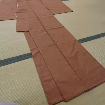 맞춤 츠무기 순수 실크 이중 기모노 미사용 시츠케 부착 창작품