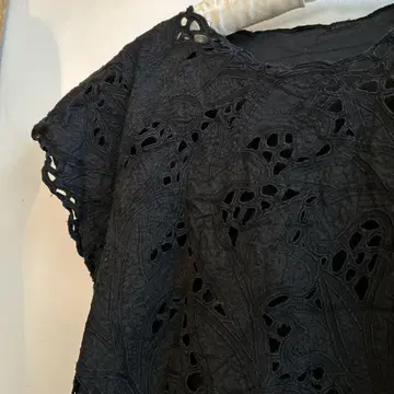 vintage 컷워크 레이스 성숙/러블리 블랙 에스닉 블라우스 구제 의류