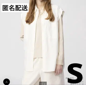 유니클로 U 롱 셔츠 슬리브리스 S 사이즈 내추럴 UNIQLO U