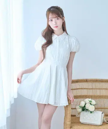 코튼 레이스 플레어 미니 원피스 로제 뮤즈 새상품