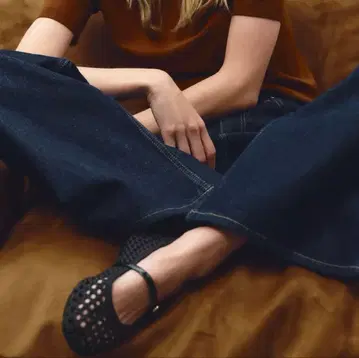 [이번 시즌 ZARA] 스트랩 달린 뜨개질 발레리나 슈즈 38 플랫슈즈