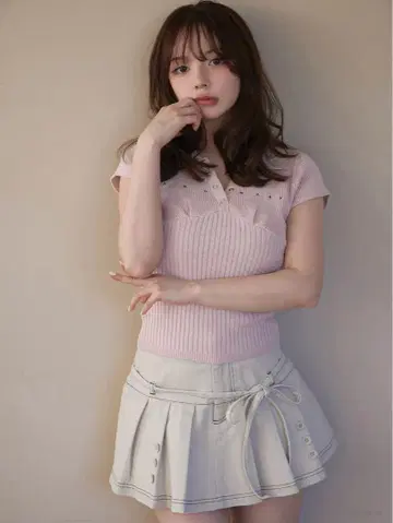 앤드메리 키카 버튼 미니 스커트 M