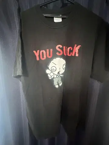 YOU SUCK 프린트 티셔츠 L 사이즈 블랙