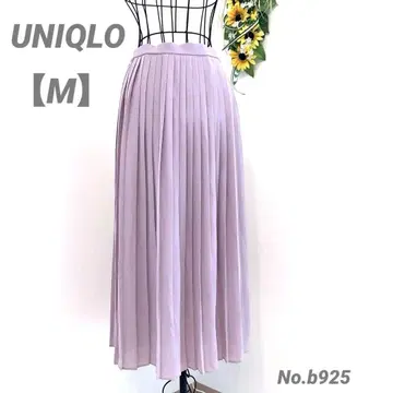 유니클로 UNIQLO 롱 스커트 M 플리츠 보라색 부드러운 캐주얼