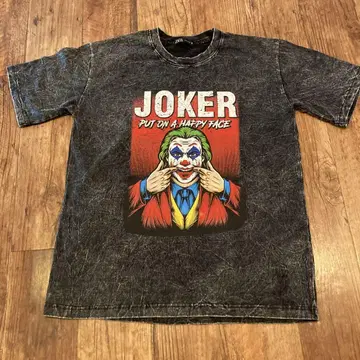 새상품 JOKER 티셔츠 다크 그레이 영화 조커 빈티지 가공