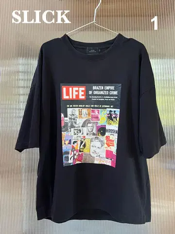 LIFE 그래픽 오버 사이즈 티셔츠 블랙 사이즈 1