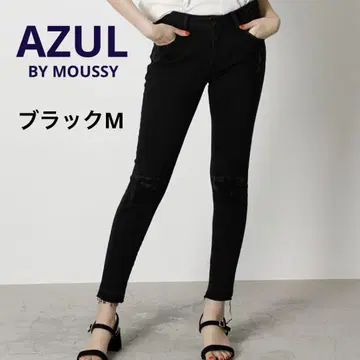 AZUL BY MOUSSY 리페어 데님 스키니 블랙