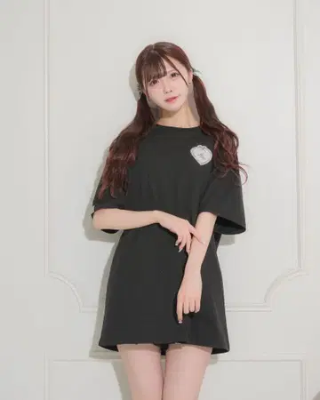 pium 리본 오버 사이즈 반팔 티셔츠