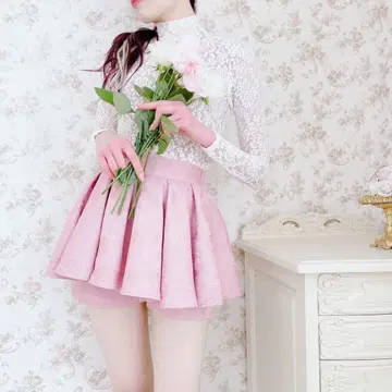 lillilly pain 플라워 자카드 숏팬츠 핑크