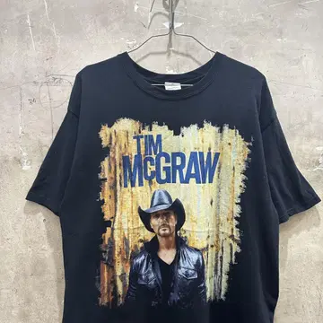 US 구제 의류 Tim McGraw 컨트리 뮤지션 티셔츠 밴딩 반팔 블랙