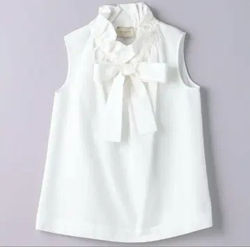 UNITED ARROWS 오간자 프릴 슬리브리스 블라우스
