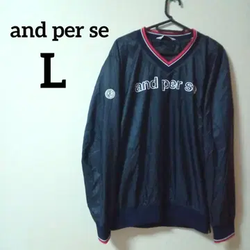 and per se 앤퍼시 V넥 긴팔 블루종 로고 네이비 L